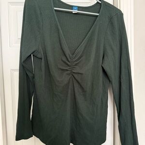 Green V-Neck Women's Top